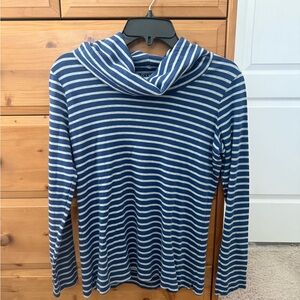 L.L Bean Blue and White Striped Long Sleeve Top